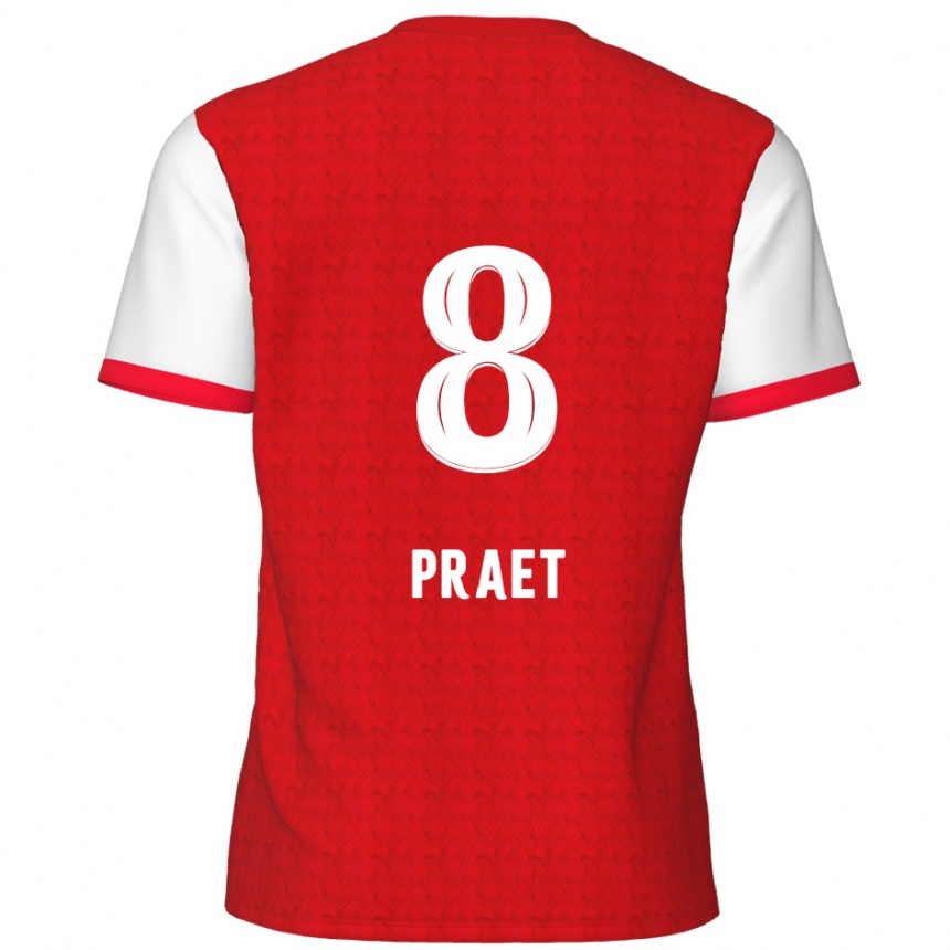 Hombre Fútbol Camiseta Dennis Praet #8 Rojo Blanco 1ª Equipación 2024/25