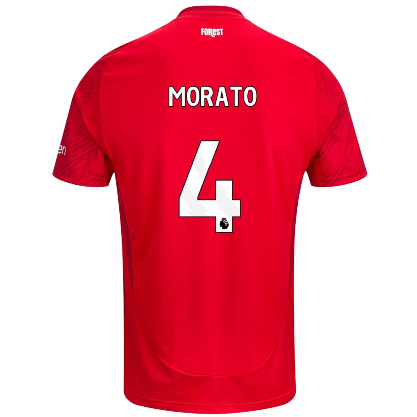 Hombre Fútbol Camiseta Morato #4 Rojo Blanco 1ª Equipación 2024/25