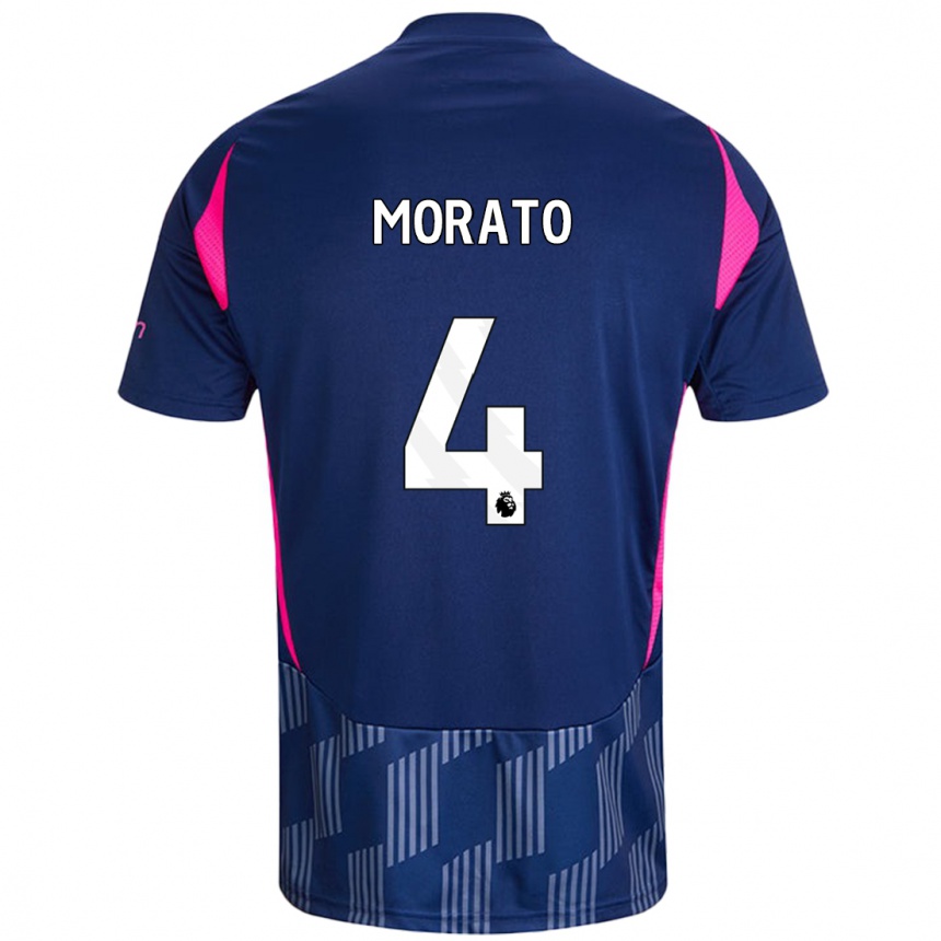 Hombre Fútbol Camiseta Morato #4 Azul Real Rosa 2ª Equipación 2024/25