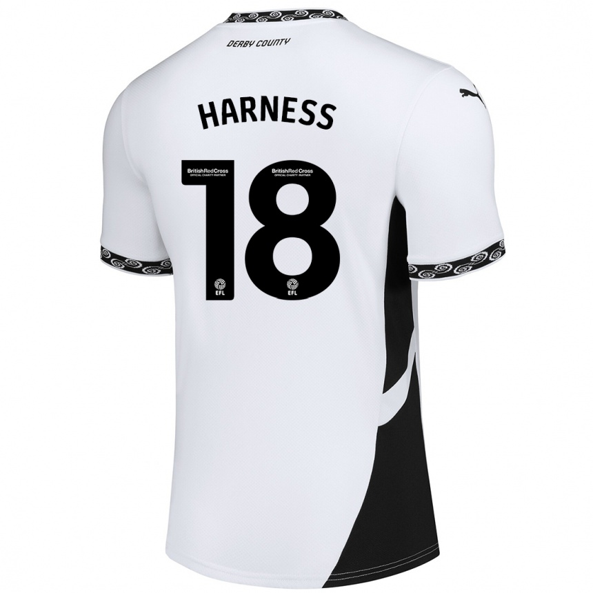 Hombre Fútbol Camiseta Marcus Harness #18 Blanco Negro 1ª Equipación 2024/25