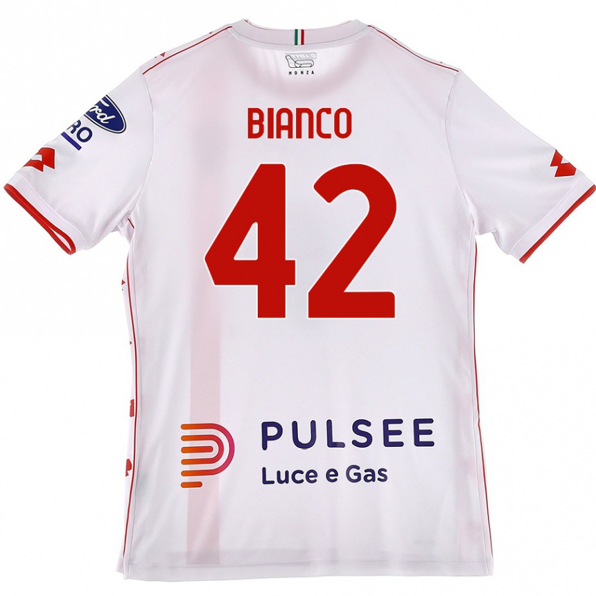 Hombre Fútbol Camiseta Alessandro Bianco #42 Blanco Rojo 2ª Equipación 2024/25