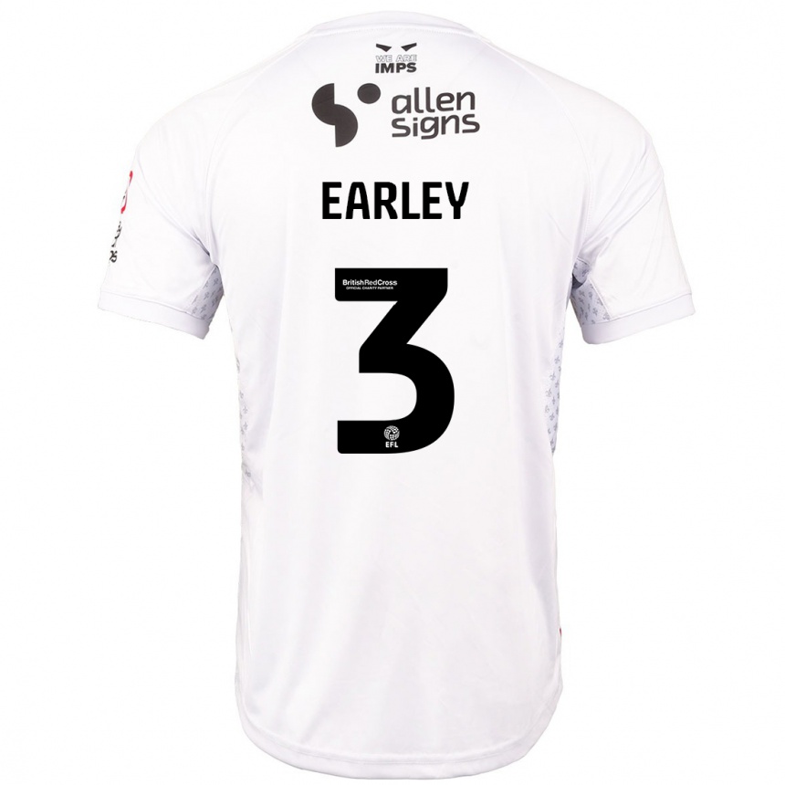 Hombre Fútbol Camiseta Saxon Earley #3 Rojo Blanco 2ª Equipación 2024/25