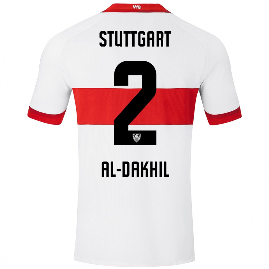 Hombre Fútbol Camiseta Ameen Al-Dakhil #2 Blanco Rojo 1ª Equipación 2024/25