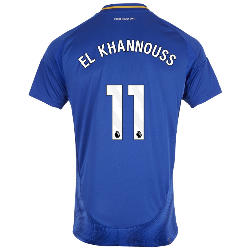 Hombre Fútbol Camiseta Bilal El Khannouss #11 Azul Blanco 1ª Equipación 2024/25