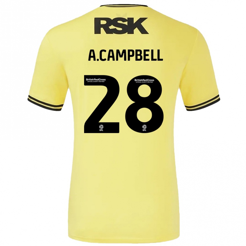 Mujer Fútbol Camiseta Allan Campbell #28 Amarillo Negro 2ª Equipación 2024/25