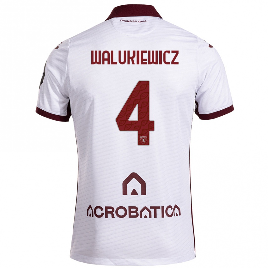 Mujer Fútbol Camiseta Sebastian Walukiewicz #4 Blanco Granate 2ª Equipación 2024/25